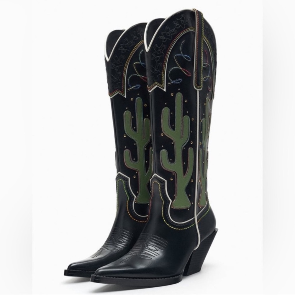 Zara Cactus Cowboy Boots